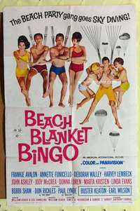 h081 BEACH BLANKET BINGO one-sheet movie poster '65 Frankie & Annette go sky diving!