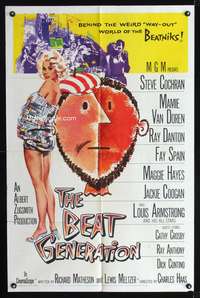 h084 BEAT GENERATION one-sheet movie poster '59 sexy Mamie Van Doren, beatniks!