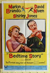 h091 BEDTIME STORY one-sheet movie poster '64 Marlon Brando, David Niven, Shirley Jones