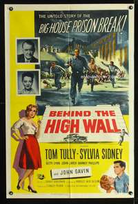h093 BEHIND THE HIGH WALL one-sheet movie poster '56 Tom Tully, prison escape art!