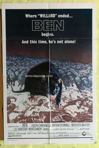 h097 BEN one-sheet movie poster '72 lots of rats, Willard 2, this time he's not alone!
