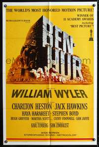 h098 BEN-HUR one-sheet movie poster R69 Charlton Heston, William Wyler classic!