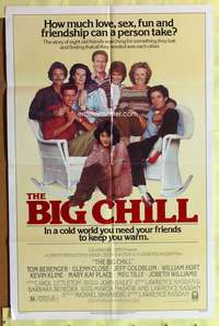 h107 BIG CHILL one-sheet movie poster '83 Lawrence Kasdan, Tom Berenger, Glenn Close