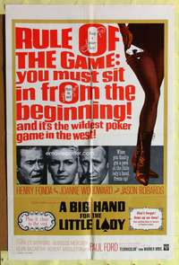 h112 BIG HAND FOR THE LITTLE LADY one-sheet movie poster '66 Henry Fonda, poker playing!