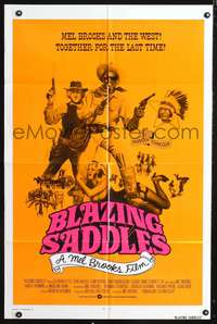 h130 BLAZING SADDLES int'l one-sheet movie poster '74 classic Mel Brooks western!