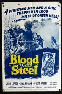 h131 BLOOD & STEEL one-sheet movie poster '59 trapped in 1,000 miles of green hell!