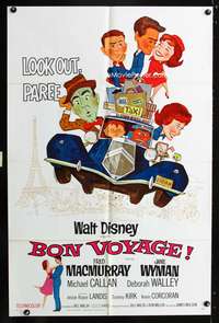 h139 BON VOYAGE one-sheet movie poster '62 Walt Disney, Fred MacMurray, Jane Wyman