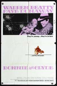 h140 BONNIE & CLYDE one-sheet movie poster '67 Warren Beatty, Faye Dunaway