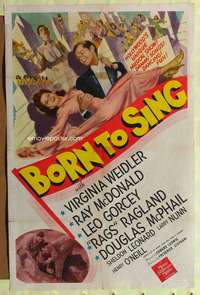 h144 BORN TO SING one-sheet movie poster '42 unique Hollywood musical!