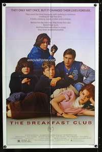 h150 BREAKFAST CLUB one-sheet movie poster '85 John Hughes cult classic!