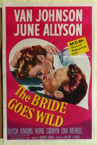 h152 BRIDE GOES WILD one-sheet movie poster '48 Van Johnson, June Allyson