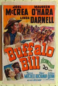 h153 BUFFALO BILL one-sheet movie poster '44 Joel McCrea, Maureen O'Hara, Linda Darnell