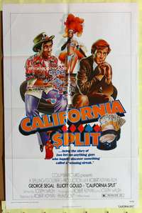 h166 CALIFORNIA SPLIT one-sheet poster '74 George Segal, Elliolt Gould, professional poker!