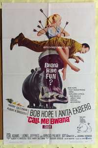 h167 CALL ME BWANA one-sheet movie poster '63 Bob Hope & Anita Ekberg in Africa!