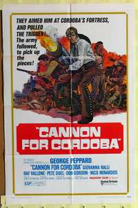 h172 CANNON FOR CORDOBA one-sheet movie poster '70 art of George Peppard with huge gun!