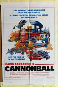 h173 CANNONBALL one-sheet movie poster '76 Carradine, trans-am car racing!