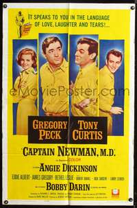h180 CAPTAIN NEWMAN M.D. one-sheet movie poster '64 Greg Peck, Tony Curtis, Angie Dickinson