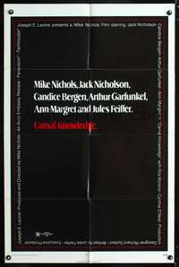 h185 CARNAL KNOWLEDGE one-sheet movie poster '71 Jack Nicholson, Candice Bergen