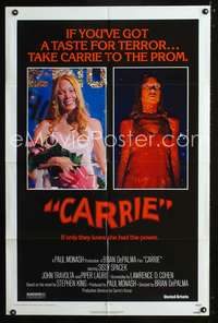 h188 CARRIE one-sheet movie poster '76 Sissy Spacek, Stephen King, De Palma