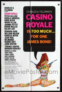 h192 CASINO ROYALE one-sheet movie poster '67 all-star James Bond spy spoof!