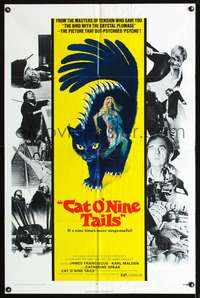 h197 CAT O' NINE TAILS one-sheet movie poster '71 Dario Argento sci-fi!