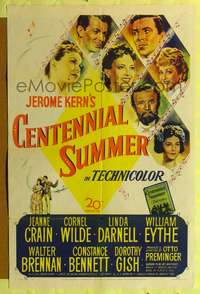 h201 CENTENNIAL SUMMER one-sheet '46 Jeanne Crain, Cornel Wilde, Linda Darnell, Otto Preminger