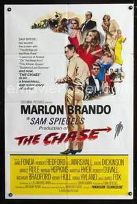h204 CHASE one-sheet movie poster '66 Marlon Brando, Jane Fonda, Robert Redford