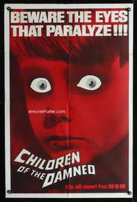 h208 CHILDREN OF THE DAMNED one-sheet movie poster '64 creepy image!