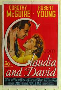 h214 CLAUDIA & DAVID one-sheet movie poster '48 Dorothy McGuire, Robert Young