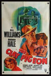 h215 CLAY PIGEON one-sheet movie poster '49 Barbara Hale, Bill Williams, Widhoff art!
