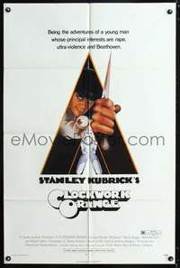 h217 CLOCKWORK ORANGE one-sheet movie poster '72 Stanley Kubrick classic, Phillip Castle art!