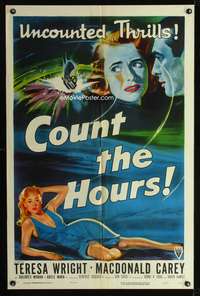 h229 COUNT THE HOURS one-sheet movie poster '53 Don Siegel, sexy Teresa Wright!