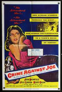 h235 CRIME AGAINST JOE one-sheet movie poster '56 she said he attacked me!