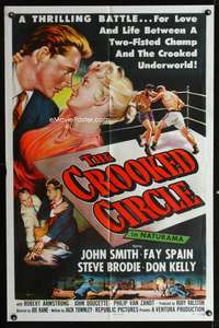h236 CROOKED CIRCLE one-sheet movie poster '57 cool boxing film noir!