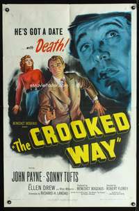 h237 CROOKED WAY one-sheet movie poster '49 John Payne has a date with Death!