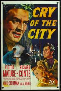 h243 CRY OF THE CITY one-sheet movie poster '48 film noir, Victor Mature