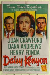 h245 DAISY KENYON one-sheet movie poster '47 Joan Crawford, Henry Fonda, Dana Andrews