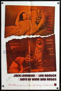 h249 DAYS OF WINE & ROSES signed one-sheet movie poster '63 by Jack Lemmon!