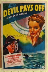 h257 DEVIL PAYS OFF one-sheet movie poster '41 J. Edward Bromberg, Osa Massen, Navy spy!