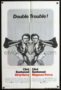 h262 DIRTY HARRY/MAGNUM FORCE one-sheet movie poster '75 Clint Eastwood, double trouble!