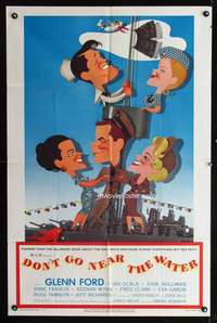 h267 DON'T GO NEAR THE WATER one-sheet movie poster '57 Glenn Ford, cool Jacques Kapralik art!