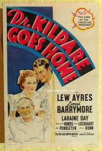 h271 DR. KILDARE GOES HOME one-sheet movie poster '40 Lew Ayres, Lionel Barrymore, Laraine Day