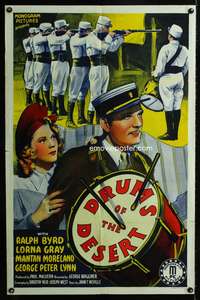 h281 DRUMS OF THE DESERT one-sheet movie poster '40 Ralph Byrd in Foreign Legion!
