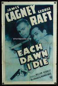 h284 EACH DAWN I DIE one-sheet movie poster R47 James Cagney, George Raft