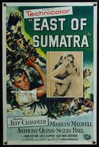h286 EAST OF SUMATRA one-sheet movie poster '53 Jeff Chandler, sexy Marilyn Maxwell!
