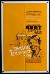 h296 ELEANOR ROOSEVELT STORY one-sheet movie poster '65 Richard Kaplan Academy Award winner!