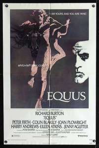 h307 EQUUS one-sheet movie poster '77 Richard Burton, Sidney Lumet, alternate Bob Peak artwork!