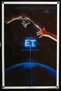 h283 E.T. THE EXTRA TERRESTRIAL one-sheet movie poster '82 Steven Spielberg, John Alvin art!
