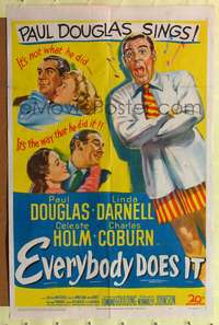 h315 EVERYBODY DOES IT one-sheet movie poster '49 Linda Darnell, Paul Douglas sings!