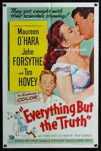 h316 EVERYTHING BUT THE TRUTH one-sheet movie poster '56 Maureen O'Hara, John Forsythe